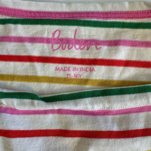 Boden Girls Shirt‎ Striped Long Sleeve Top White Multi Colored Size 15-16 - Picture 3 of 5